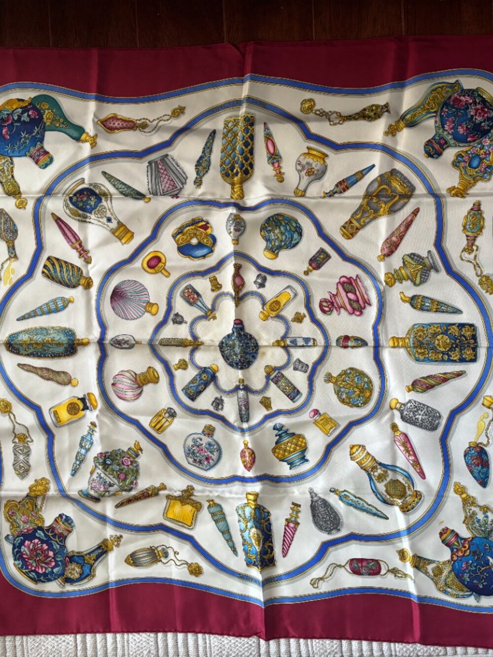 Auth HERMES "Qu’importe Le Flacon” Perfume Silk Scarf by Catherine Baschet - Picture 7 of 10
